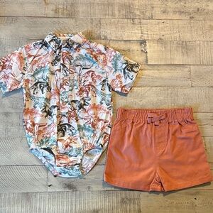 Kids Dinosaur Print Matching Set - Multicolor